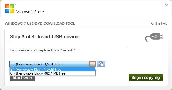 windows 7 usb tool выбор флеш диска